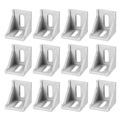 Harfington Uxcell 12Pcs Inside Corner Bracket Gusset, 38x38x35mm 4040 Angle Connectors for 4040/4080 Series Aluminum Extrusion Profile Silver