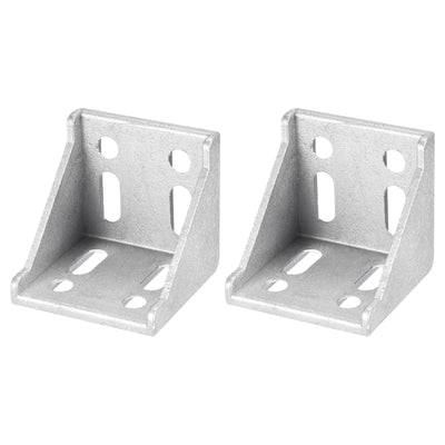 Harfington Uxcell 2Pcs Inside Corner Bracket Gusset, 57x57x59mm 6060 Angle Connectors for 3060/6060 Series Aluminum Extrusion Profile Silver