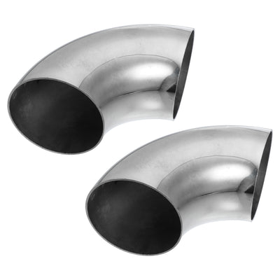 Harfington 2pcs 90 Degree Mandrel Bend Elbow SS304 Stainless Steel Bend Tube Exhaust Elbow Pipe for Car Modified Exhaust System  Piping Silver Tone