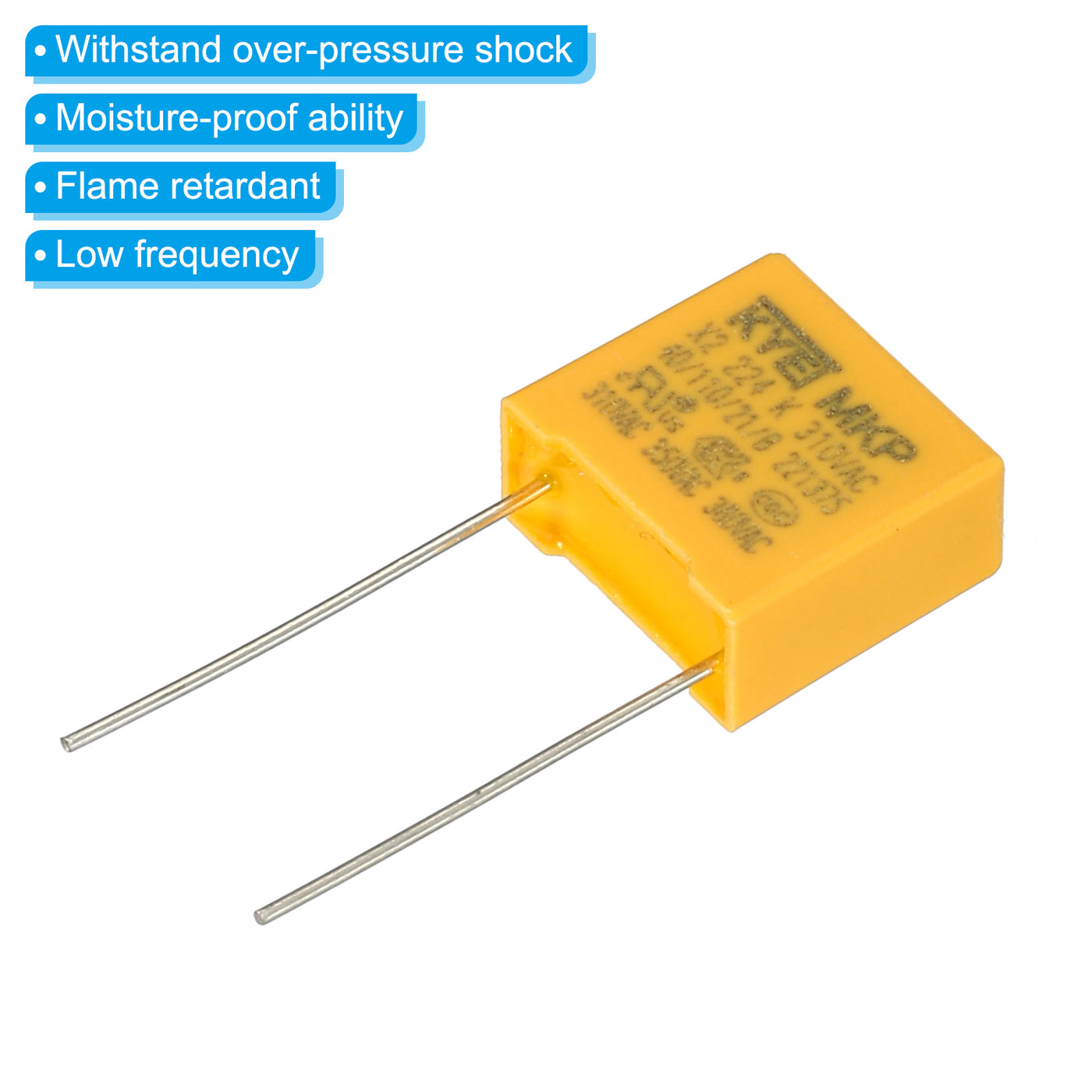 Harfington Safety Capacitors, 10 Pack 0.22uF AC 310V 10mm Pin Pitch 13x12x6mm Polypropylene Film Capacitor Assortment Kit for DIY Electronic Products