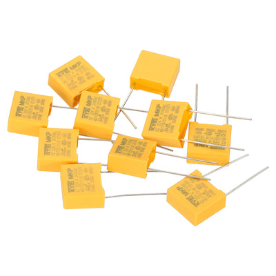 Harfington Safety Capacitors, 10 Pack 0.22uF AC 310V 10mm Pin Pitch 13x12x6mm Polypropylene Film Capacitor Assortment Kit for DIY Electronic Products