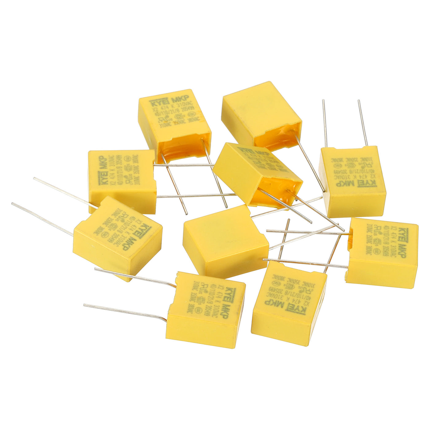 Harfington Safety Capacitors, 10 Pack 0.47uF AC 310V 10mm Pin Pitch 13x15x8mm Polypropylene Film Capacitor Assortment Kit for DIY Electronic Products