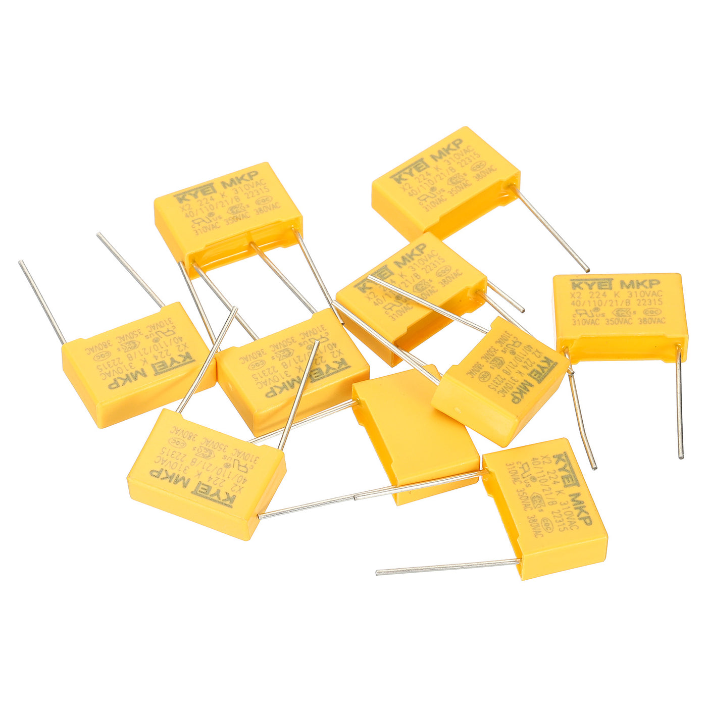 Harfington Safety Capacitors, 10 Pack 0.22uF AC 310V 15mm Pin Pitch 18x12x6mm Polypropylene Film Capacitor Assortment Kit for DIY Electronic Products