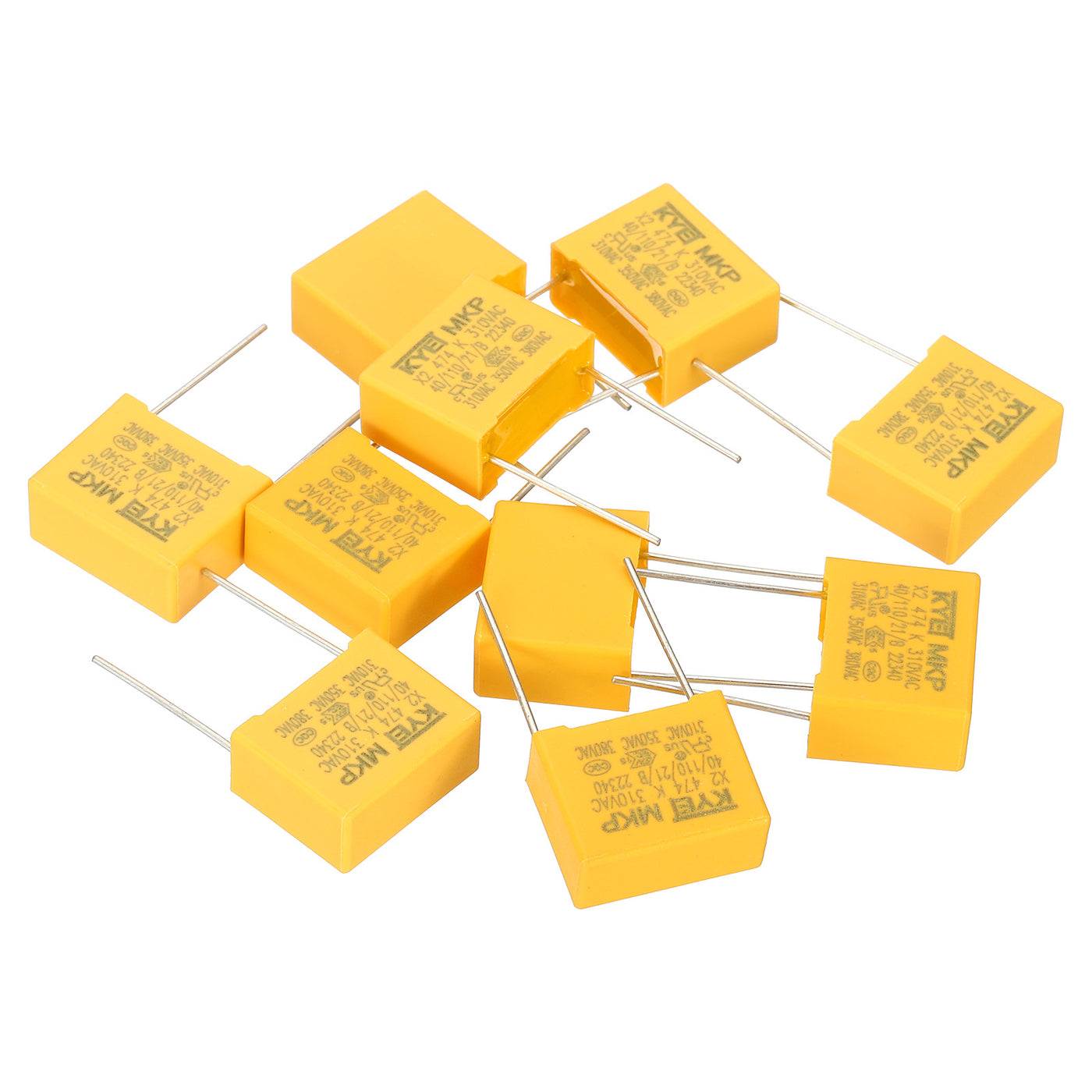 Harfington Safety Capacitors, 10 Pack 0.47uF AC 310V 15mm Pin Pitch 18x15x8mm Polypropylene Film Capacitor Assortment Kit for DIY Electronic Products