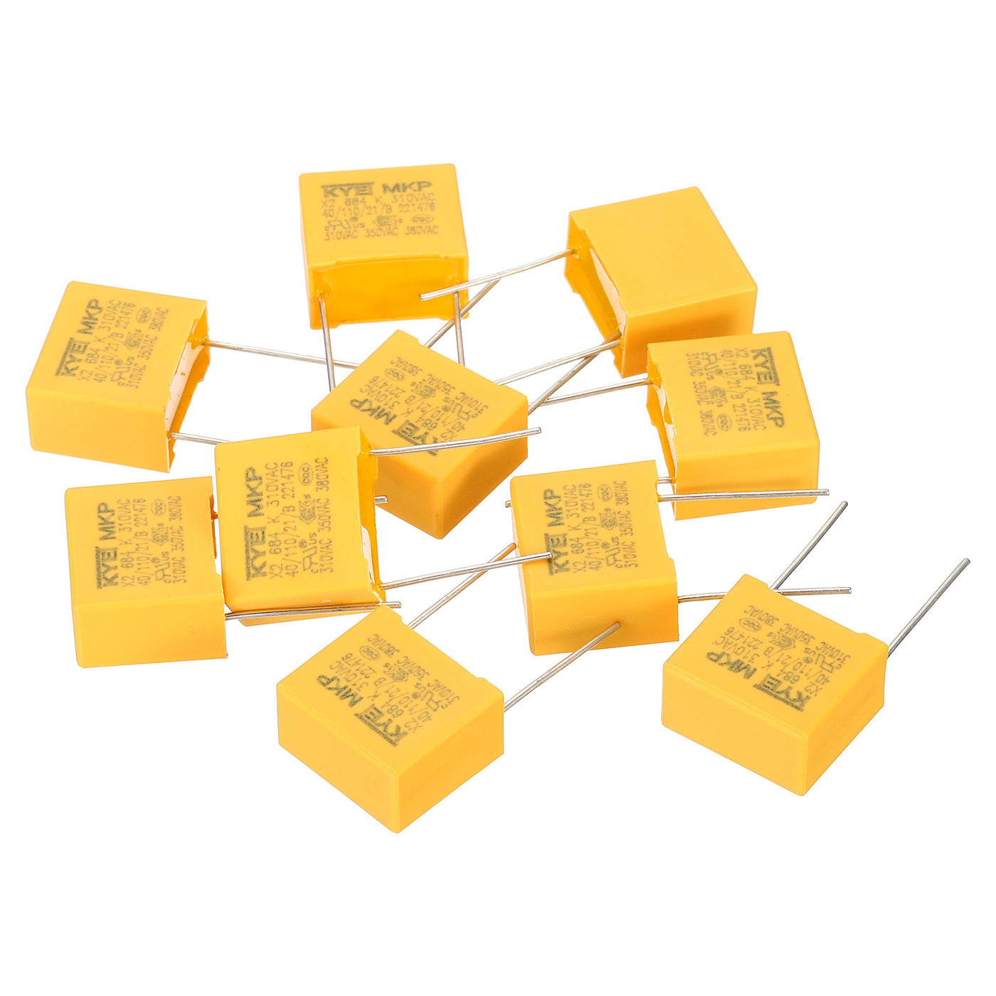 Harfington Safety Capacitors, 10 Pack 0.68uF AC 310V 15mm Pin Pitch 18x16x10mm Polypropylene Film Capacitor Assortment Kit for DIY Electronic Products