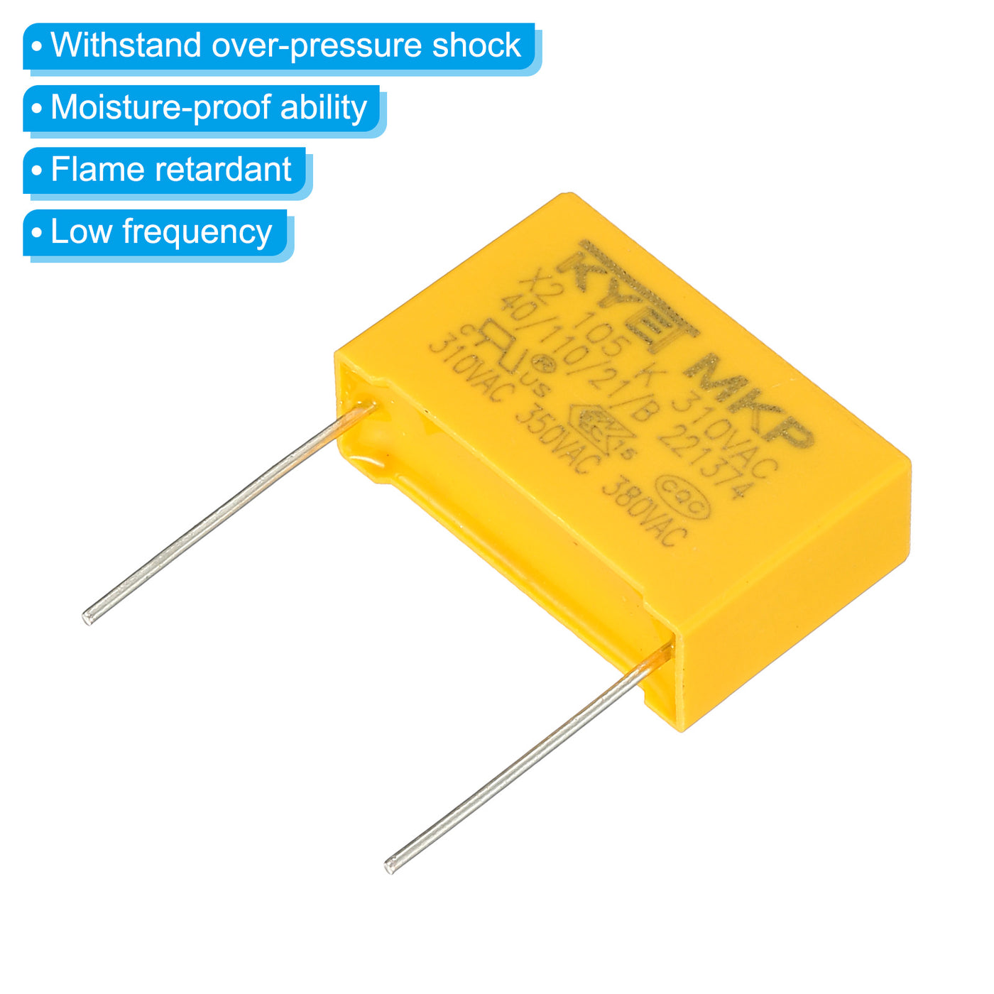 Harfington Safety Capacitors, 10 Pack 1uF AC 310V 22.5mm Pin Pitch 26x17x9mm Polypropylene Film Capacitor Assortment Kit for DIY Electronic Products