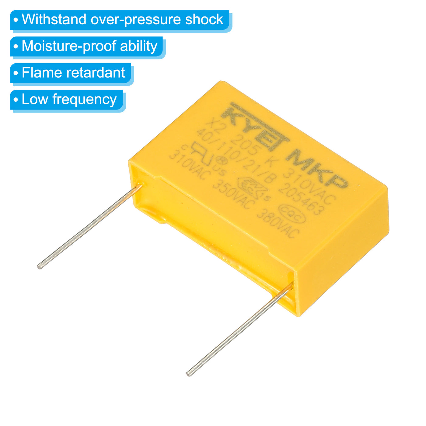 Harfington Safety Capacitors, 10 Pack 2uF AC 310V 27.5mm Pin Pitch 32x20x11mm Polypropylene Film Capacitor Assortment Kit for DIY Electronic Products