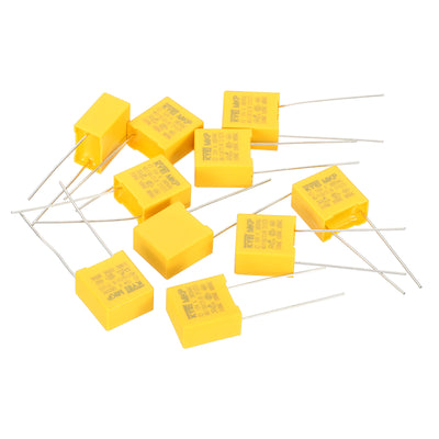 Harfington Safety Capacitors, 10 Pack 0.1uF AC 380V 10mm Pin Pitch 13x14x8mm Polypropylene Film Capacitor Assortment Kit for DIY Electronic Products