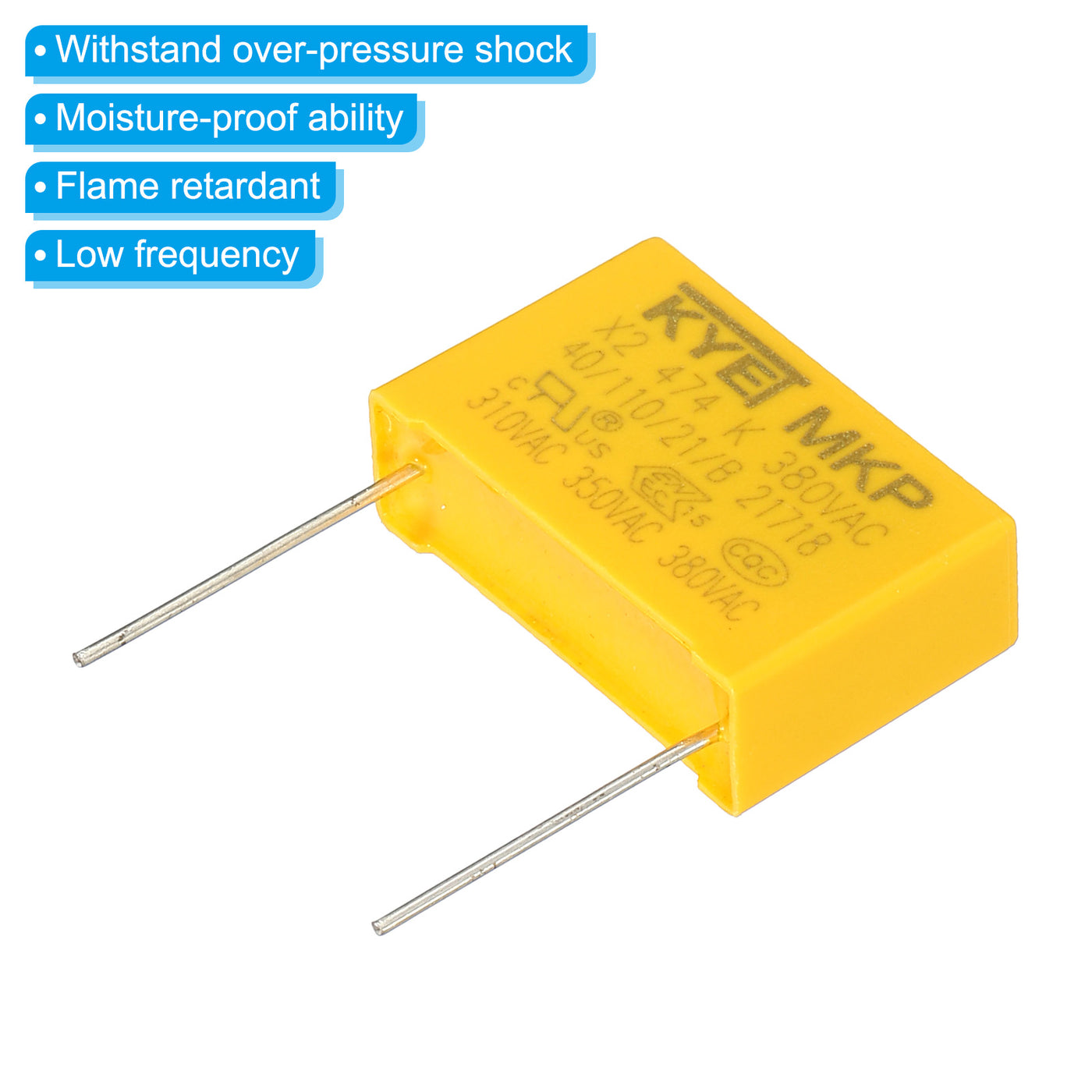 Harfington Safety Capacitors, 10 Pack 0.47uF AC 380V 22.5mm Pin Pitch 27x17x8.5mm Polypropylene Film Capacitor Assortment Kit for DIY Electronic Products