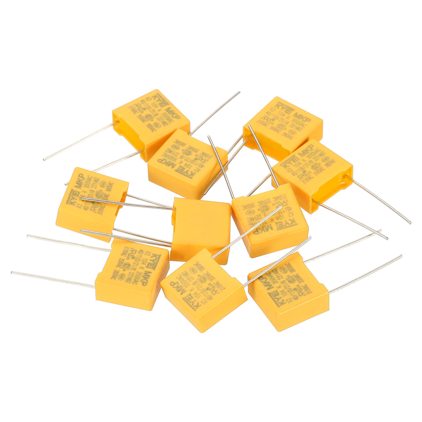 Harfington Safety Capacitors, 10 Pack 0.1uF AC 350V 10mm Pin Pitch 13x12x6mm Polypropylene Film Capacitor Assortment Kit for DIY Electronic Products