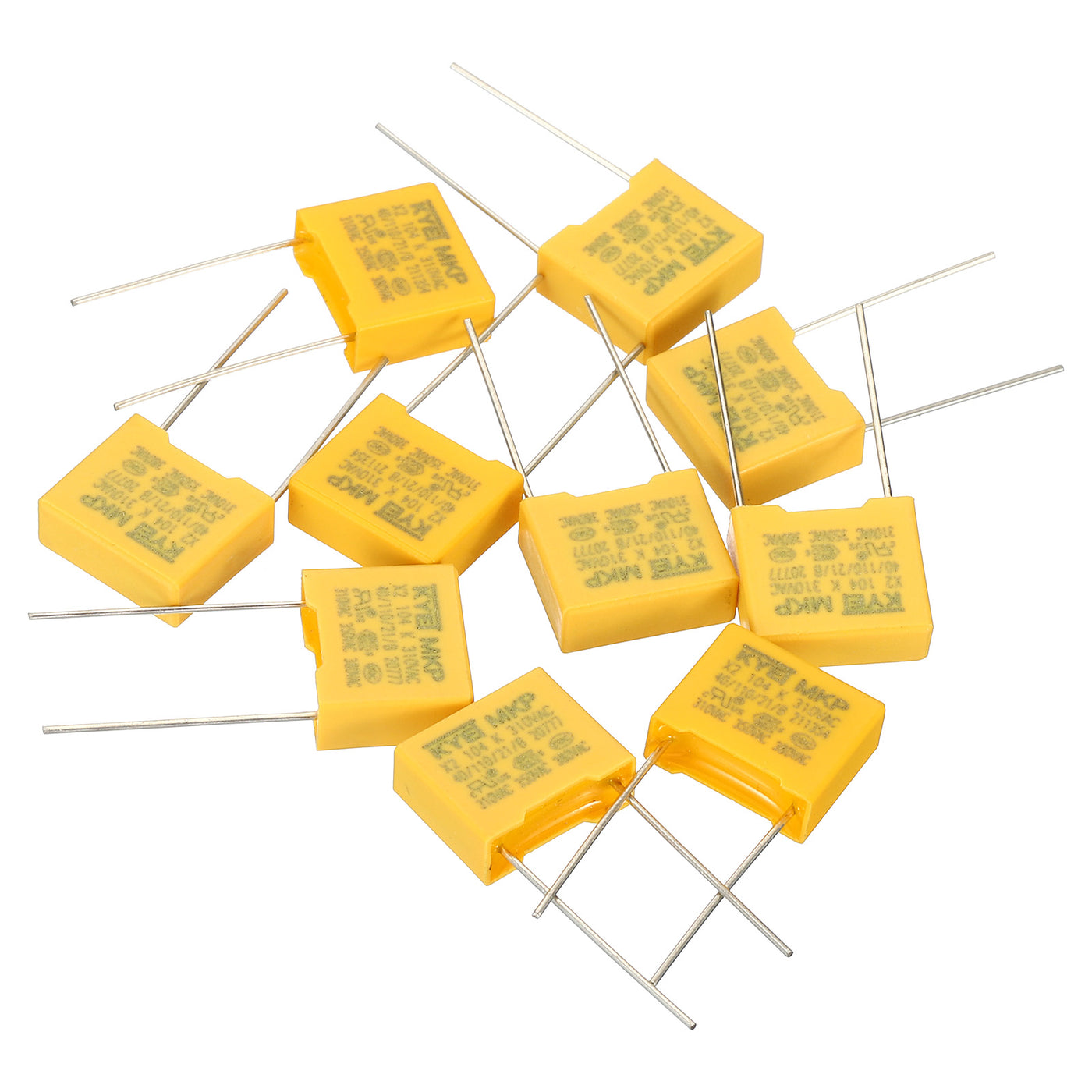Harfington Safety Capacitors, 10 Pack 0.1uF AC 310V 10mm Pin Pitch 13x11x5mm Polypropylene Film Capacitor Assortment Kit for DIY Electronic Products