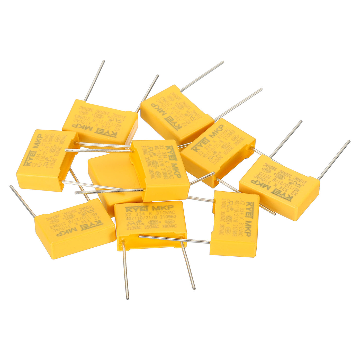 Harfington Safety Capacitors, 10 Pack 0.33uF AC 310V 15mm Pin Pitch 18x12x6mm Polypropylene Film Capacitor Assortment Kit for DIY Electronic Products