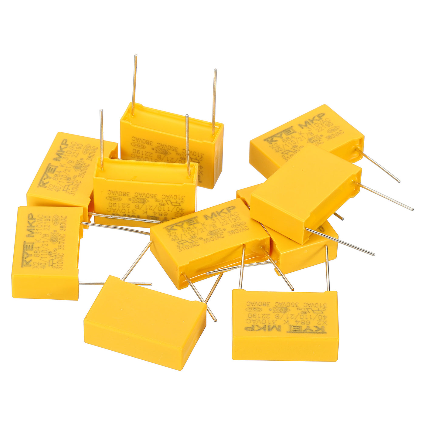Harfington Safety Capacitors, 10 Pack 0.68uF AC 310V 22.5mm Pin Pitch 27x17x9mm Polypropylene Film Capacitor Assortment Kit for DIY Electronic Products
