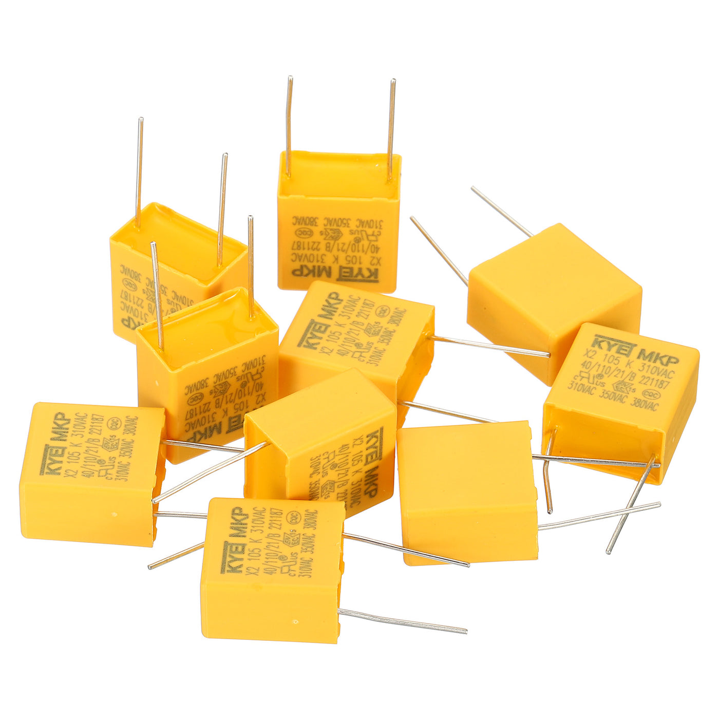 Harfington Safety Capacitors, 10 Pack 1uF AC 310V 15mm Pin Pitch 18x19x11mm Polypropylene Film Capacitor Assortment Kit for DIY Electronic Products