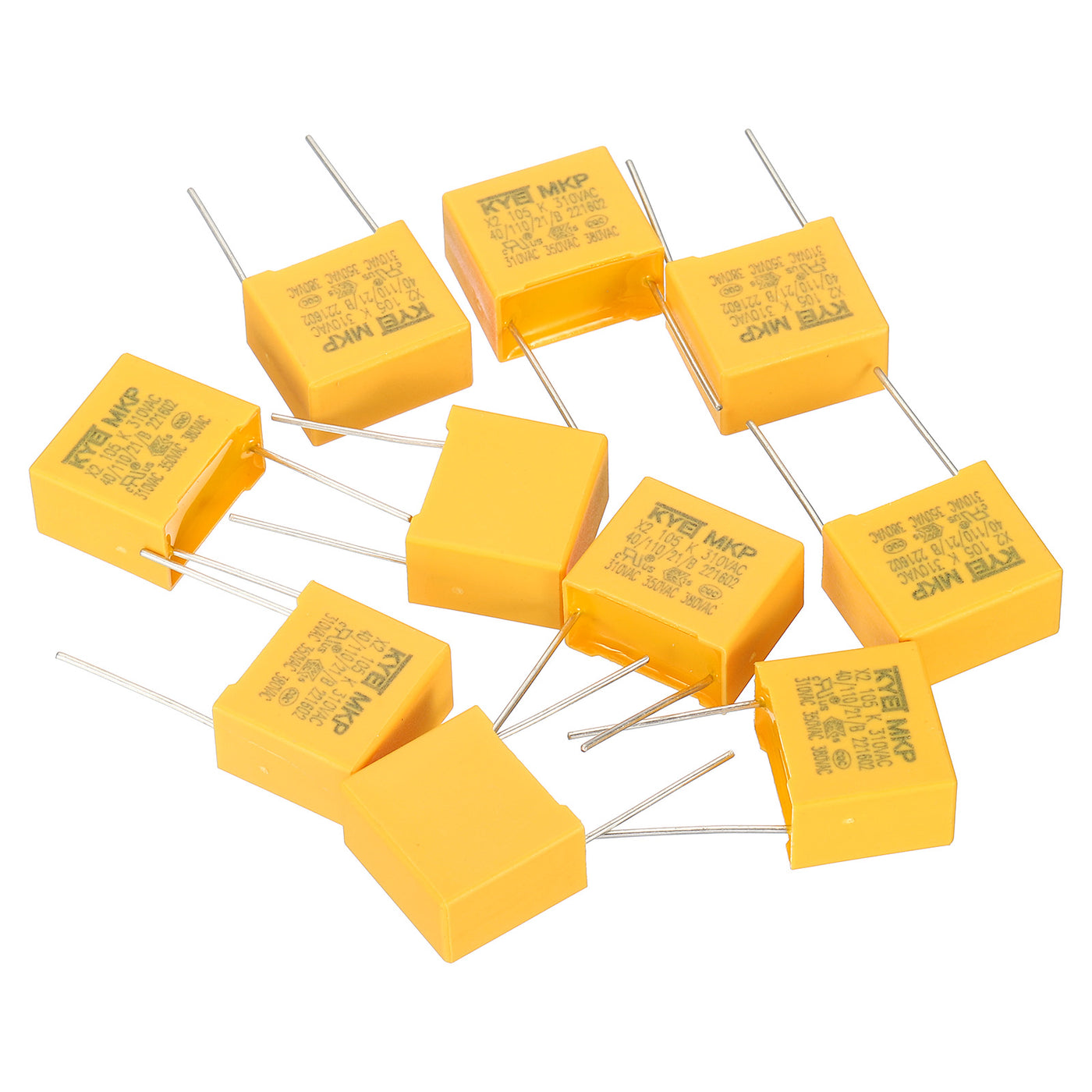 Harfington Safety Capacitors, 10 Pack 1uF AC 310V 15mm Pin Pitch 18x16x10mm Polypropylene Film Capacitor Assortment Kit for DIY Electronic Products