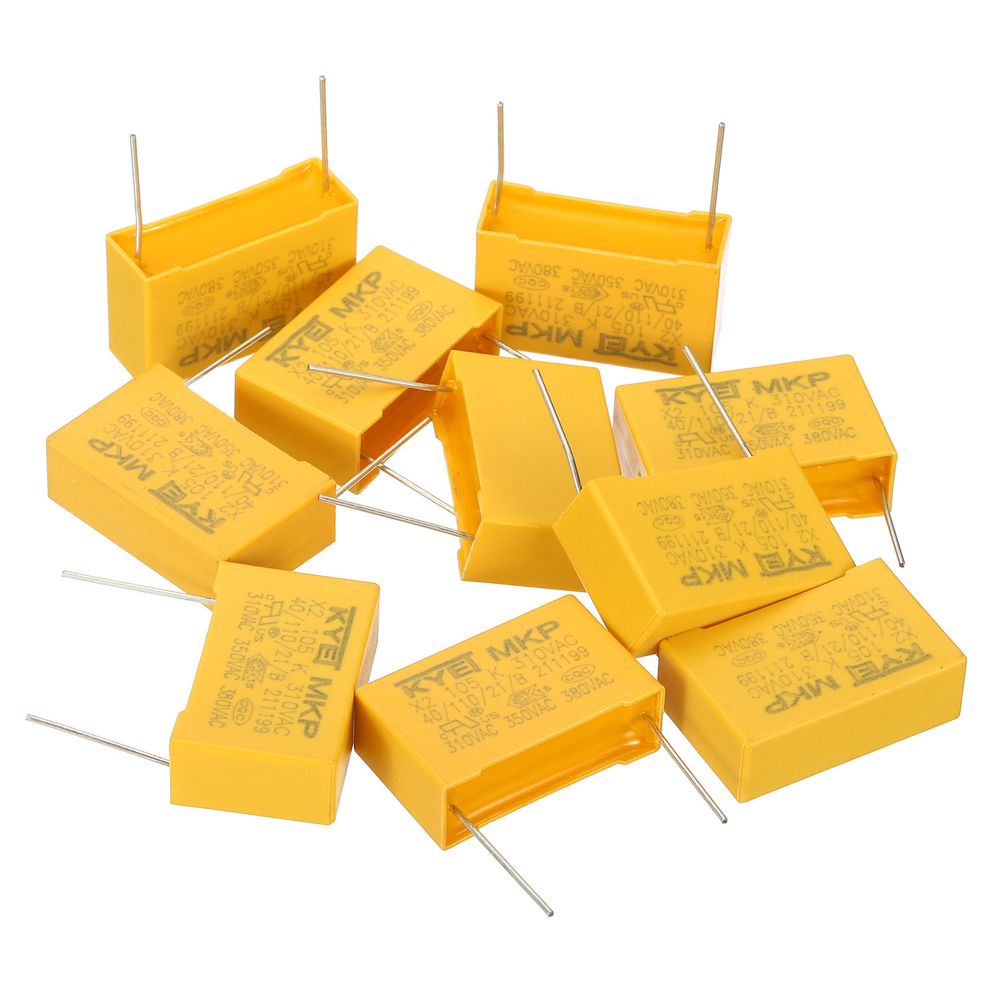 Harfington Safety Capacitors, 10 Pack 1uF AC 310V 27.5mm Pin Pitch 32x20x11mm Polypropylene Film Capacitor Assortment Kit for DIY Electronic Products