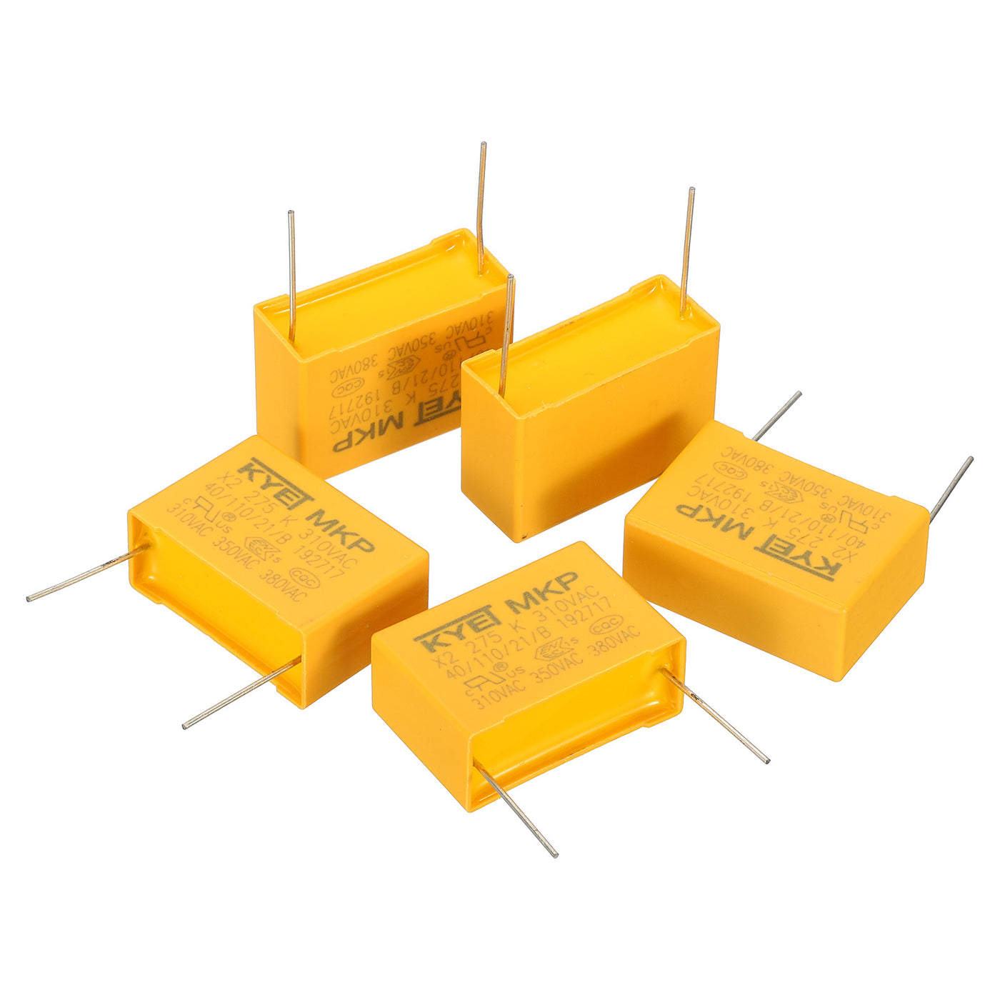 Harfington Safety Capacitors, 5 Pack 2.7uF AC 310V 27.5mm Pin Pitch 32x22x13mm Polypropylene Film Capacitor Assortment Kit for DIY Electronic Products