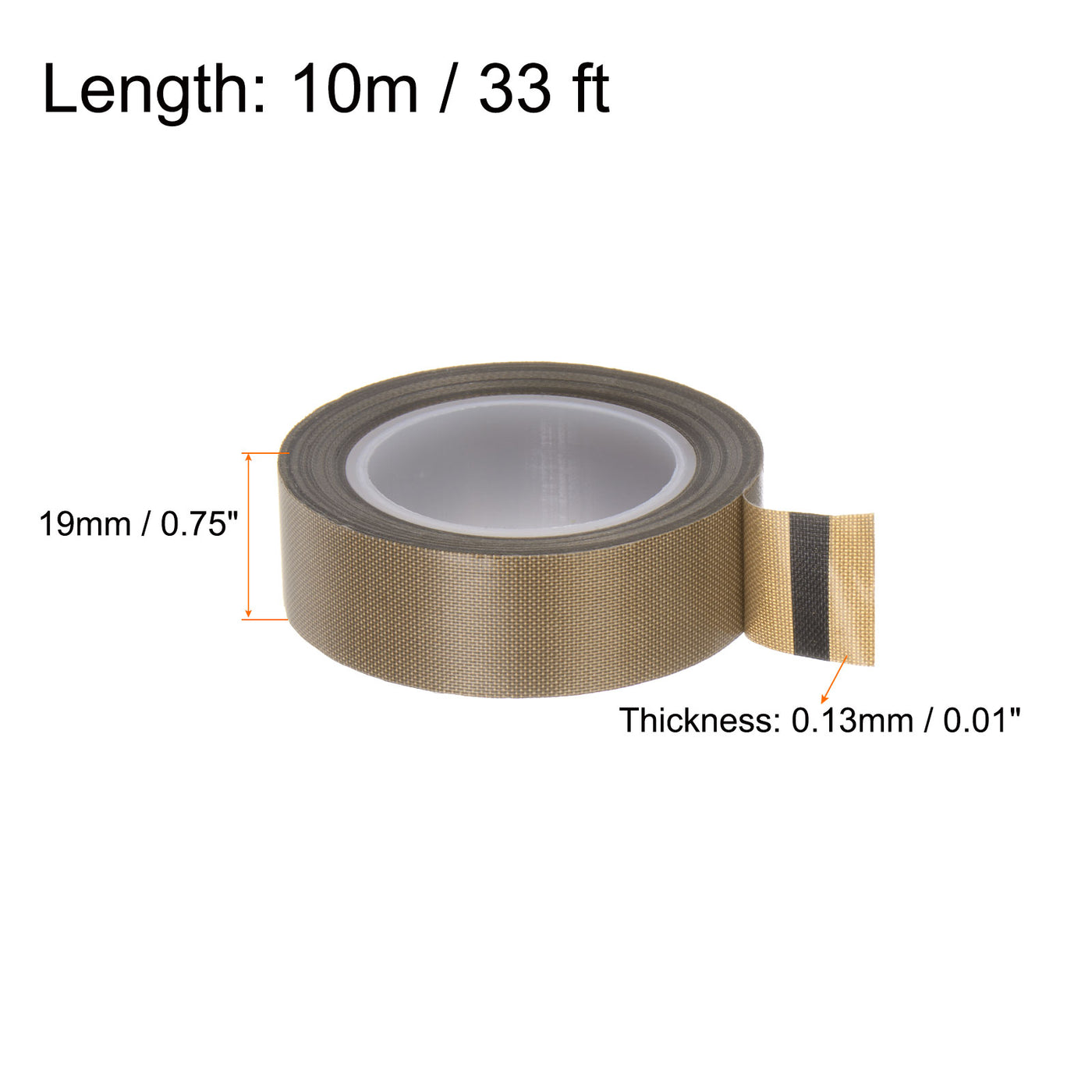 Harfington Fabric PTFE Tape 0.75"x33ft PTFE Adhesive Tape 0.13mm Thickness Brown
