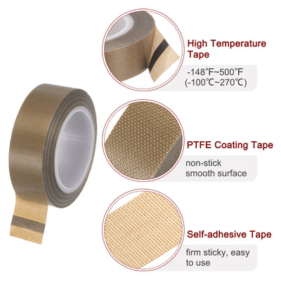 Harfington Fabric PTFE Tape 0.75"x33ft PTFE Adhesive Tape 0.13mm Thickness Brown
