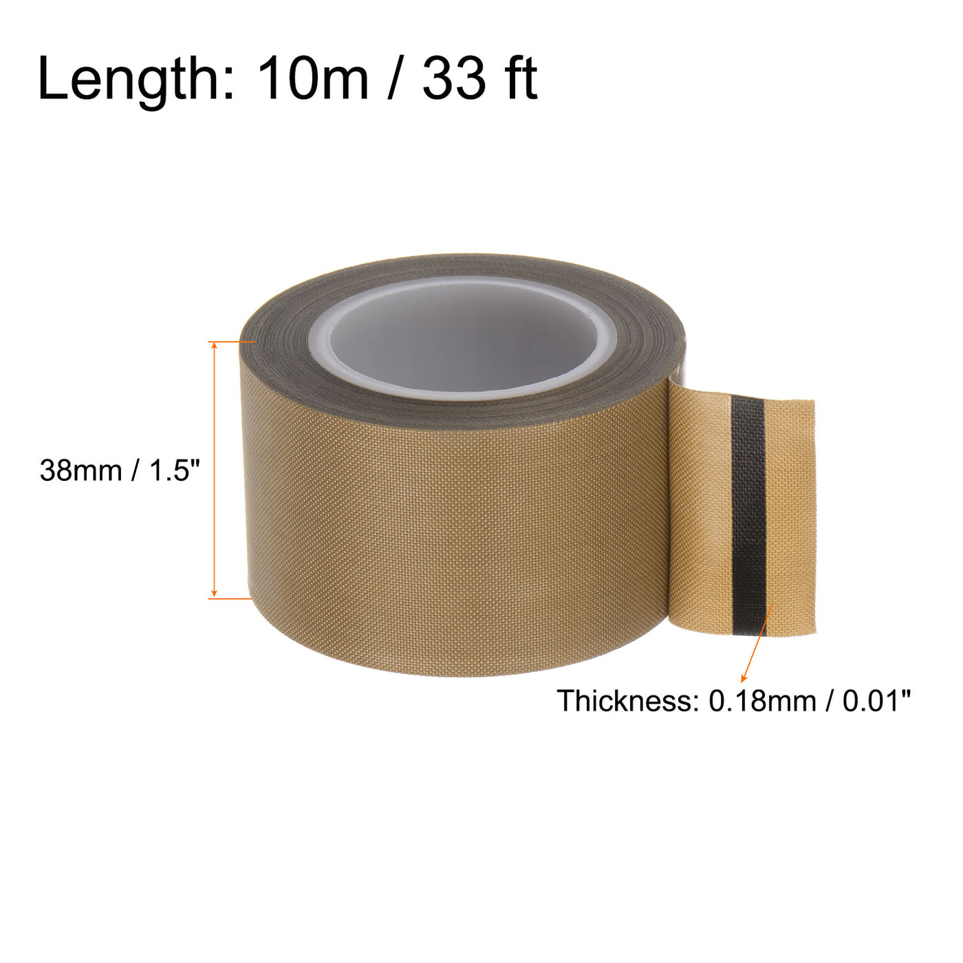 Harfington Fabric PTFE Tape 1.5"x33ft PTFE Adhesive Tape 0.18mm Thickness Brown