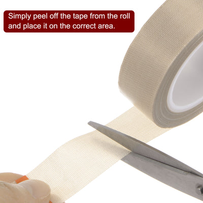 Harfington Fabric PTFE Tape 0.4"x33ft PTFE Adhesive Tape 0.13mm Thickness Light Brown