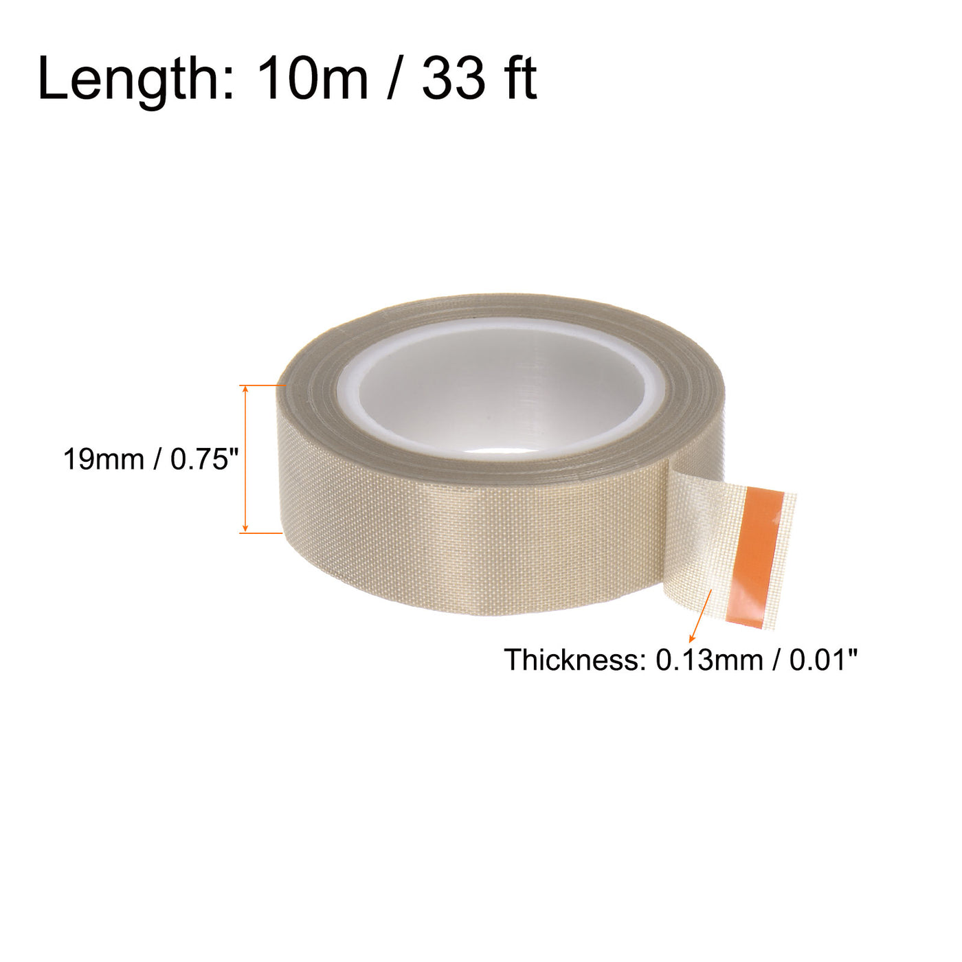 Harfington Fabric PTFE Tape 0.75"x33ft PTFE Adhesive Tape 0.13mm Thickness Light Brown