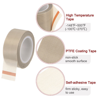 Harfington Fabric PTFE Tape 1"x33ft PTFE Adhesive Tape 0.13mm Thickness Light Brown
