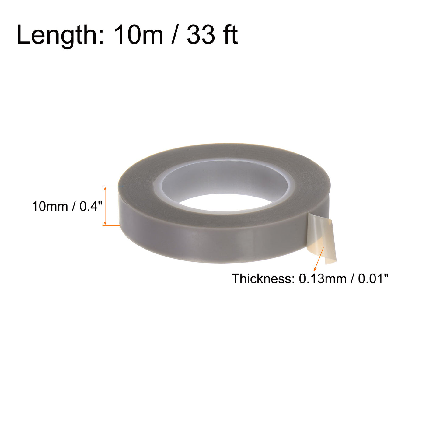 Harfington PTFE Film Tape 0.4"x33ft Tape 0.13mm Thickness Single Side Adhesive Gray