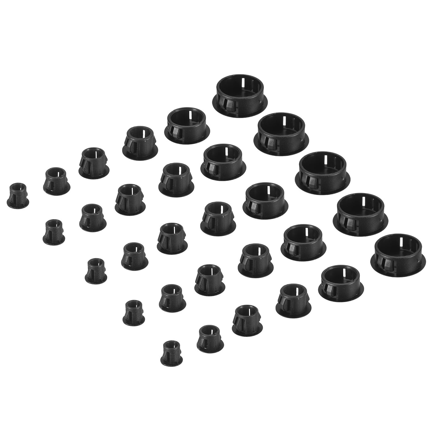 uxcell Uxcell 220Pcs 0.2"/0.32"/0.4"/0.47"/0.79"/0.98" 6 Sizes Plastic Hole Plugs Panel Flush Type Knockout Locking Plugs, Black