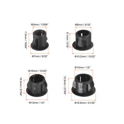 Harfington Uxcell 100Pcs 0.2"/0.32"/0.4"/0.51" 4 Sizes Plastic Hole Plugs Panel Flush Type Knockout Locking Plugs, Black