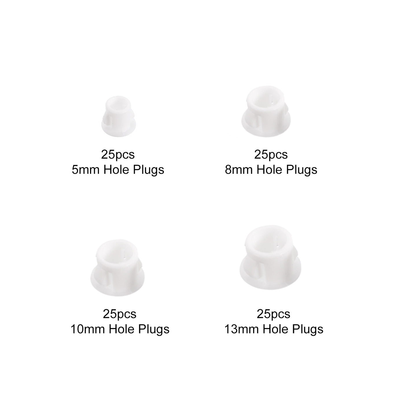 uxcell Uxcell 100Pcs 0.2"/0.32"/0.4"/0.51" 4 Sizes Plastic Hole Plugs Panel Flush Type Knockout Locking Plugs, White