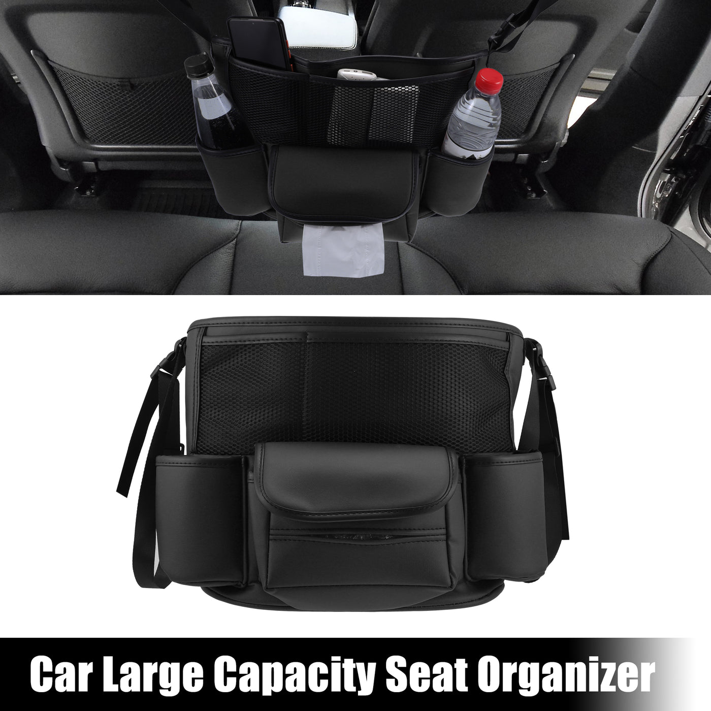 X AUTOHAUX Car Large Capacity Seat Organizer Backseat Multi Pockets Purse Storage Universal Fit for Car Truck SUV 36x26x18cm