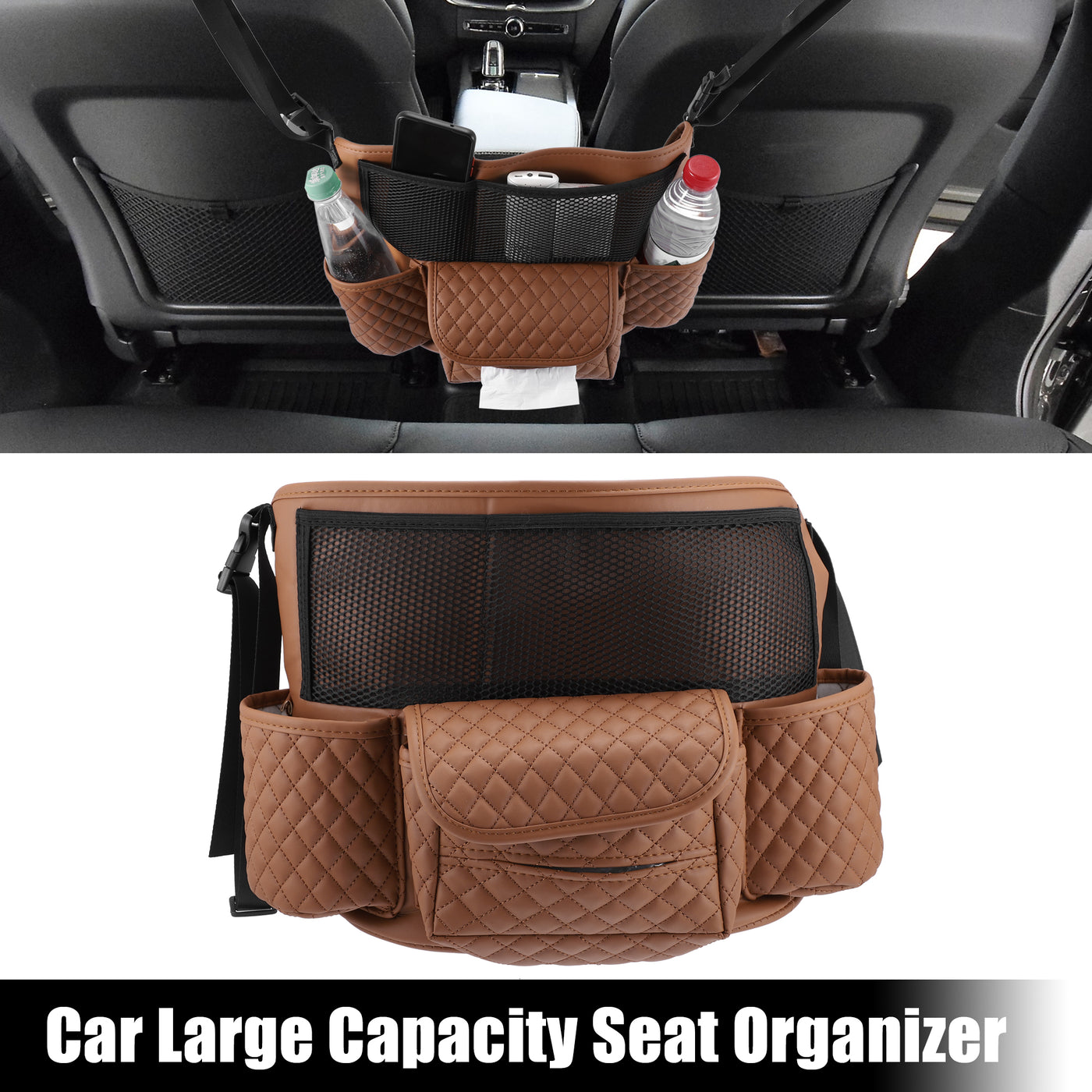 X AUTOHAUX Car Large Capacity Seat Organizer Backseat Multi Pockets Purse Storage Universal Fit for Car Truck SUV 40x26x22cm