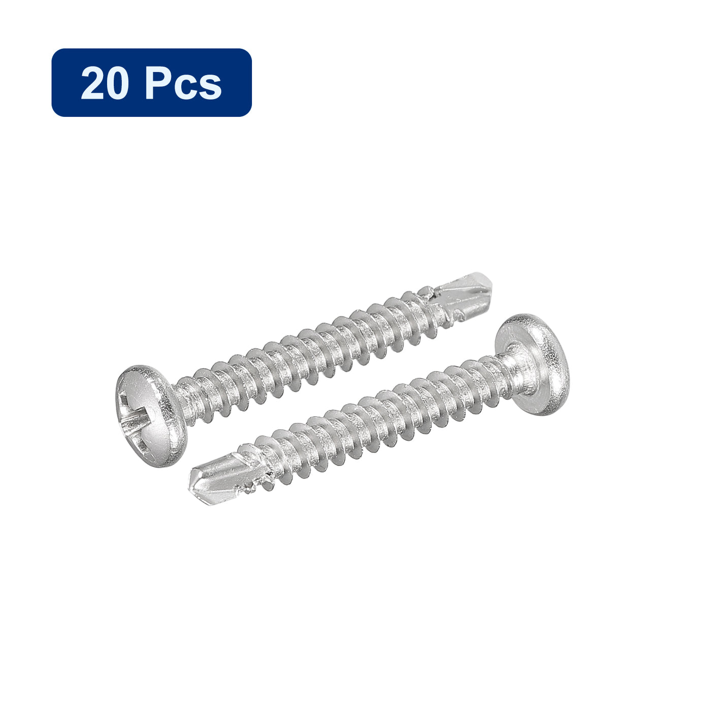uxcell Uxcell #6 x 1" Self Drilling Screws, 20pcs Phillips Pan Head Self Tapping Screws
