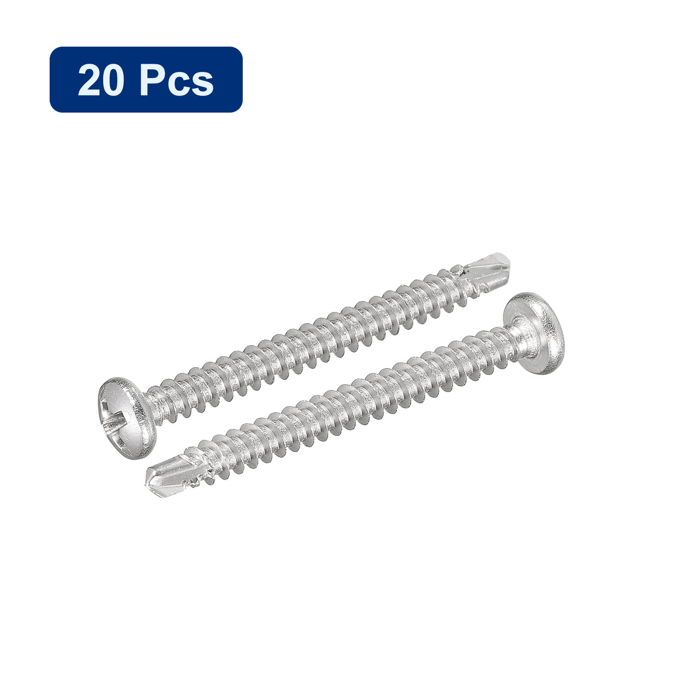 uxcell Uxcell #6 x 1-1/2" Self Drilling Screws, 20pcs Phillips Pan Head Self Tapping Screws