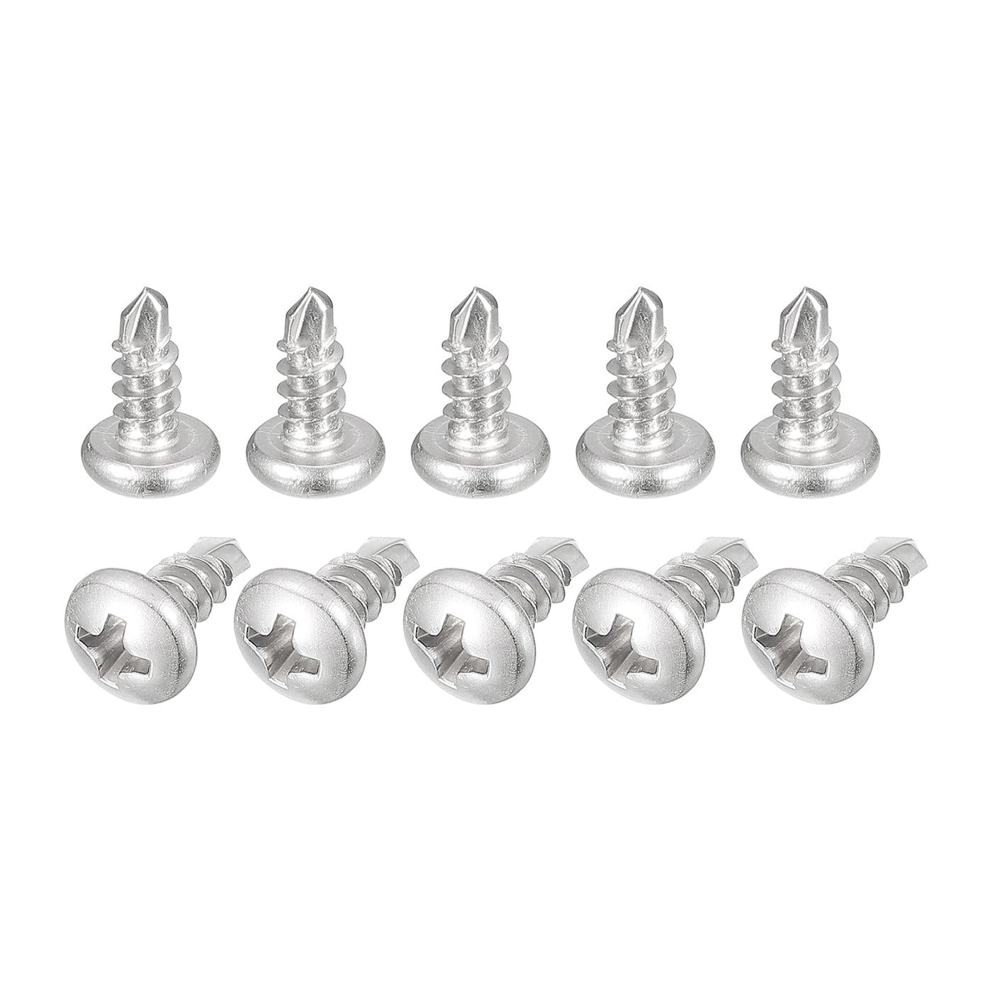 uxcell Uxcell #8 x 3/8" Self Drilling Screws, 50pcs Phillips Pan Head Self Tapping Screws