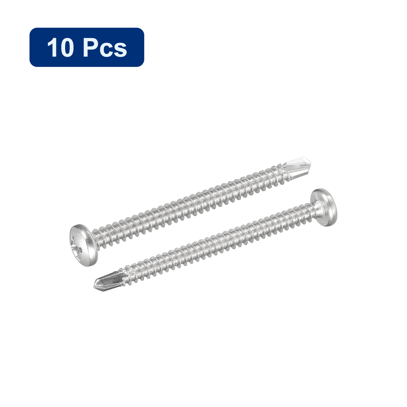 uxcell Uxcell #12 x 2-9/16" Self Drilling Screws, 10pcs Phillips Pan Head Self Tapping Screws
