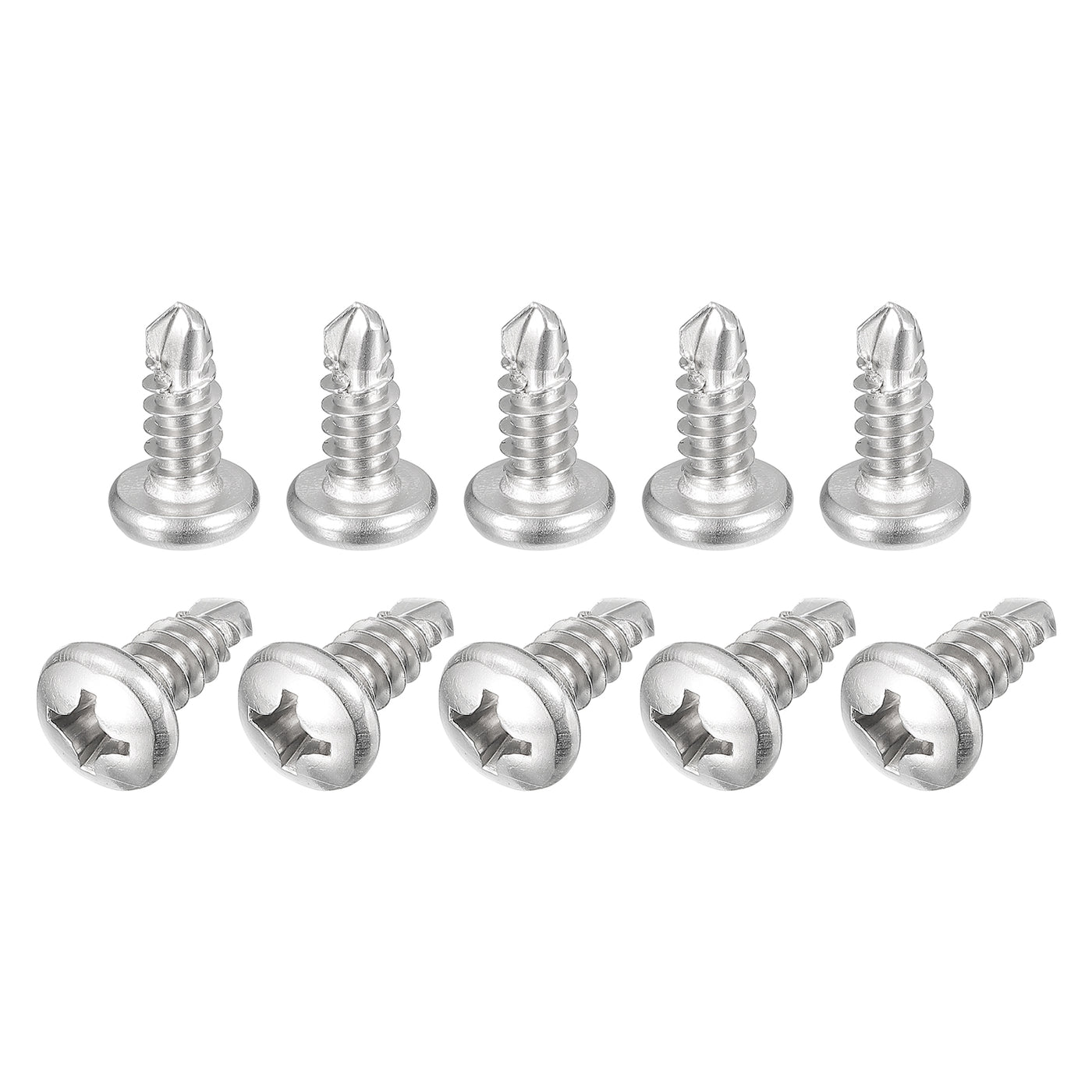 uxcell Uxcell #14 x 5/8" Self Drilling Screws, 10pcs Phillips Pan Head Self Tapping Screws
