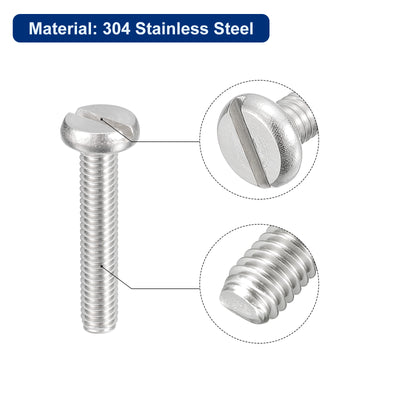 Harfington Uxcell 304 Stainless Steel Machine Screws Slotted Pan Head Screw Bolts