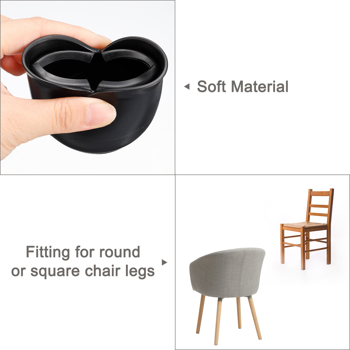 uxcell Uxcell Chair Leg Floor Protectors, 16Pcs 39mm(1.54") PVC & Felt Chair Leg Cover Caps for Hardwood Floors (Black)