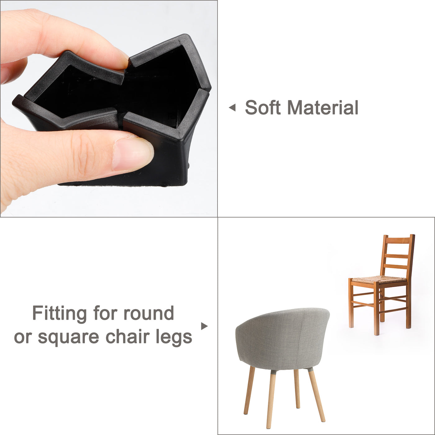 uxcell Uxcell Chair Leg Floor Protectors, 8Pcs 41mm(1.61") Square PVC & Felt Chair Leg Cover Caps for Hardwood Floors (Black)