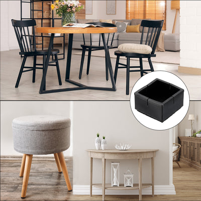 Harfington Uxcell Chair Leg Floor Protectors, 8Pcs 46mm(1.81") Square PVC & Felt Chair Leg Cover Caps for Hardwood Floors (Black)