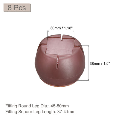 Harfington Uxcell Chair Leg Floor Protectors, 8Pcs 30mm(1.18") Silicone & Felt Chair Leg Cover Caps for Hardwood Floors (Wine Red)