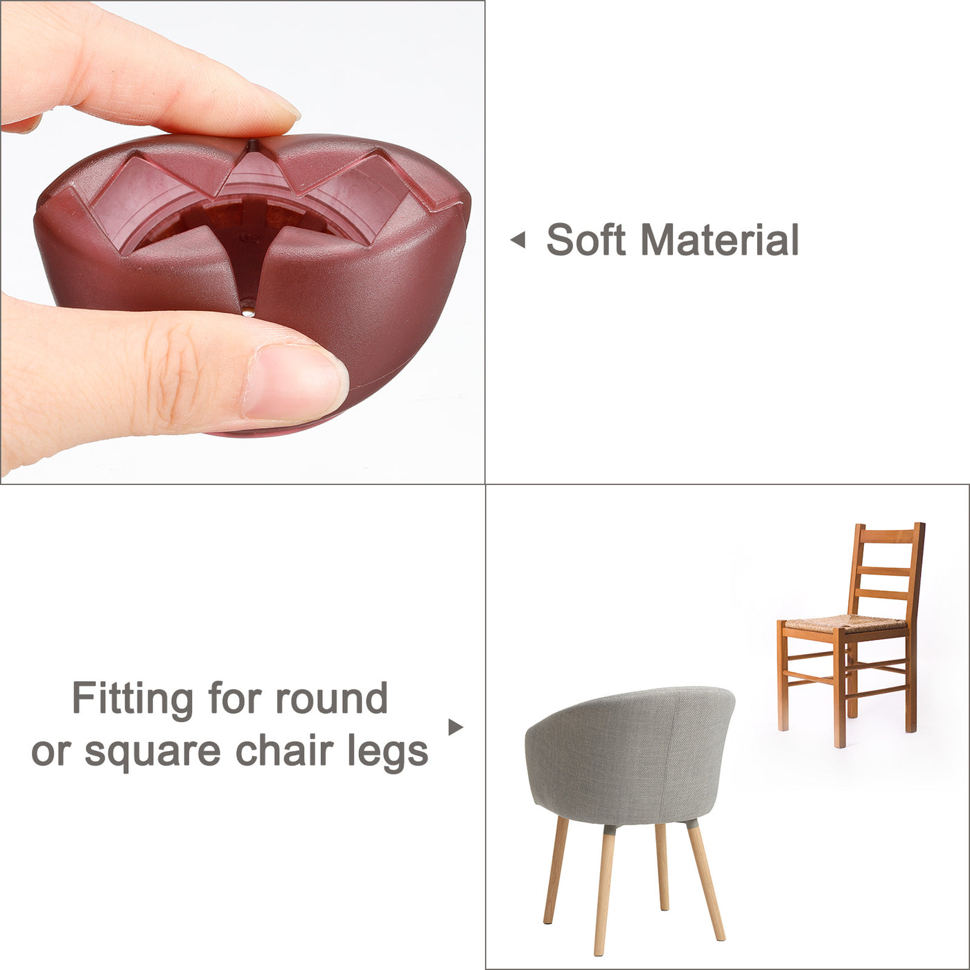 uxcell Uxcell Chair Leg Floor Protectors, 8Pcs 30mm(1.18") Silicone & Felt Chair Leg Cover Caps for Hardwood Floors (Wine Red)