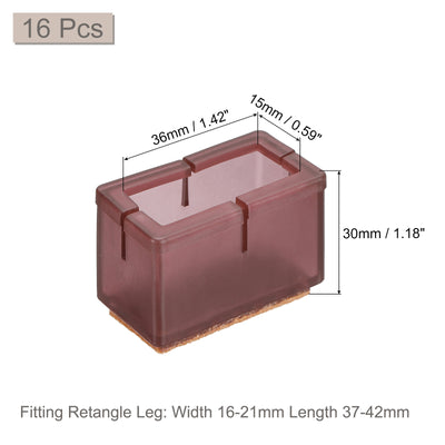 Harfington Uxcell Chair Leg Floor Protectors, 16Pcs 36mm(1.42") Rectangle Silicone & Felt Chair Leg Cover Caps for Hardwood Floors (Wine Red)