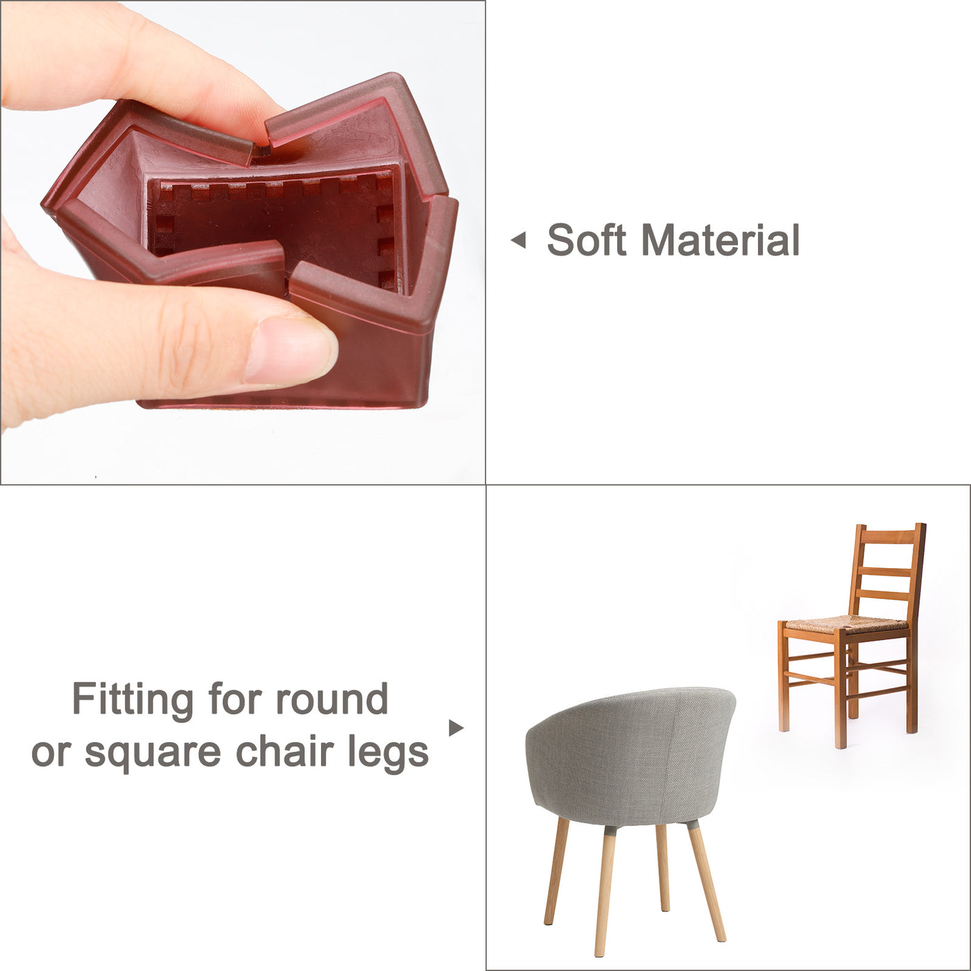 uxcell Uxcell Chair Leg Floor Protectors, 16Pcs 41mm(1.61") Square Silicone & Felt Chair Leg Cover Caps for Hardwood Floors (Wine Red)