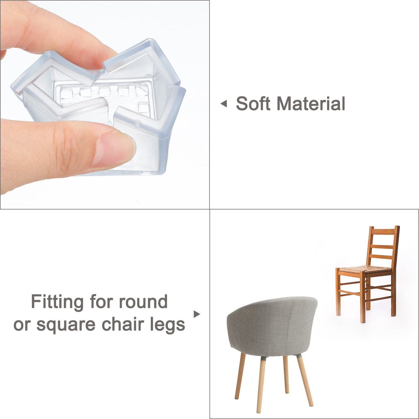 uxcell Uxcell Chair Leg Floor Protectors, 16Pcs 30mm(1.18") Square PVC Chair Leg Cover Caps for Hardwood Floors (Transparent)