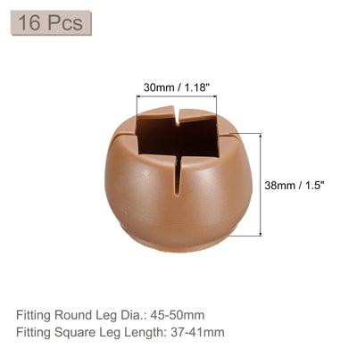 Harfington Uxcell Chair Leg Floor Protectors, 16Pcs 30mm(1.18") Silicone & Felt Chair Leg Cover Caps for Hardwood Floors (Coffee)