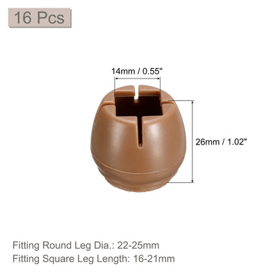 Harfington Uxcell Chair Leg Floor Protectors, 16Pcs 14mm(0.55") Silicone & Felt Chair Leg Cover Caps for Hardwood Floors (Coffee)