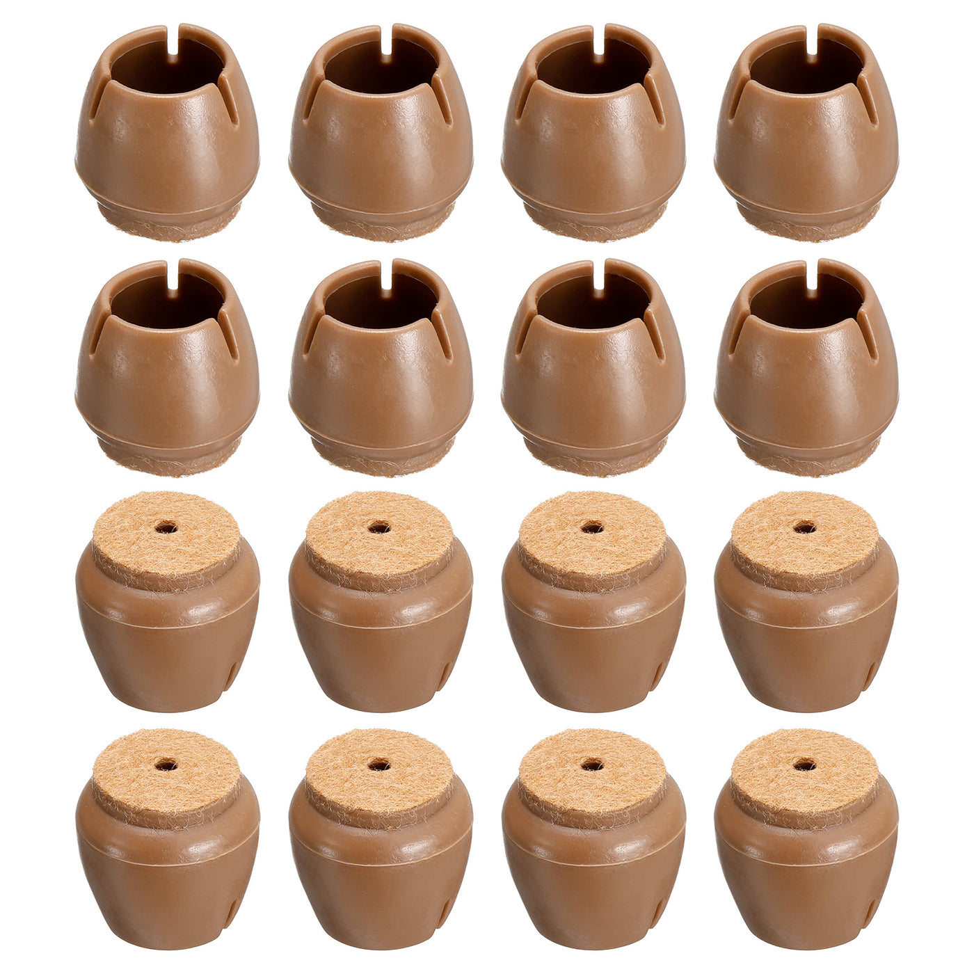 uxcell Uxcell Chair Leg Floor Protectors, 16Pcs 17mm(0.67") Silicone & Felt Chair Leg Cover Caps for Hardwood Floors (Coffee)